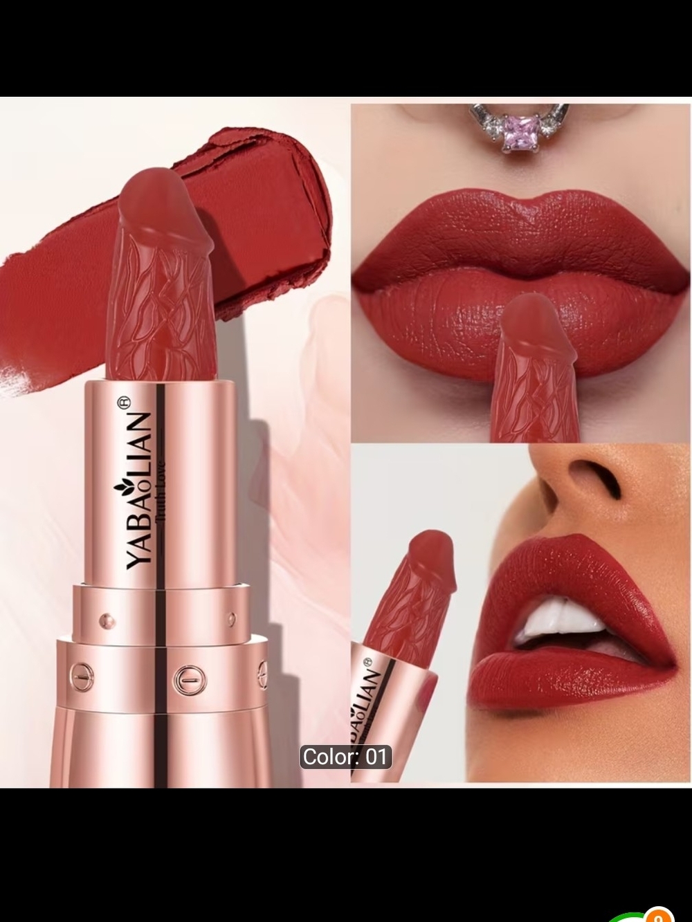 Women Mushroom Shaped Matte Lipstick - 01 Brown Red New - Picture 2 of 4